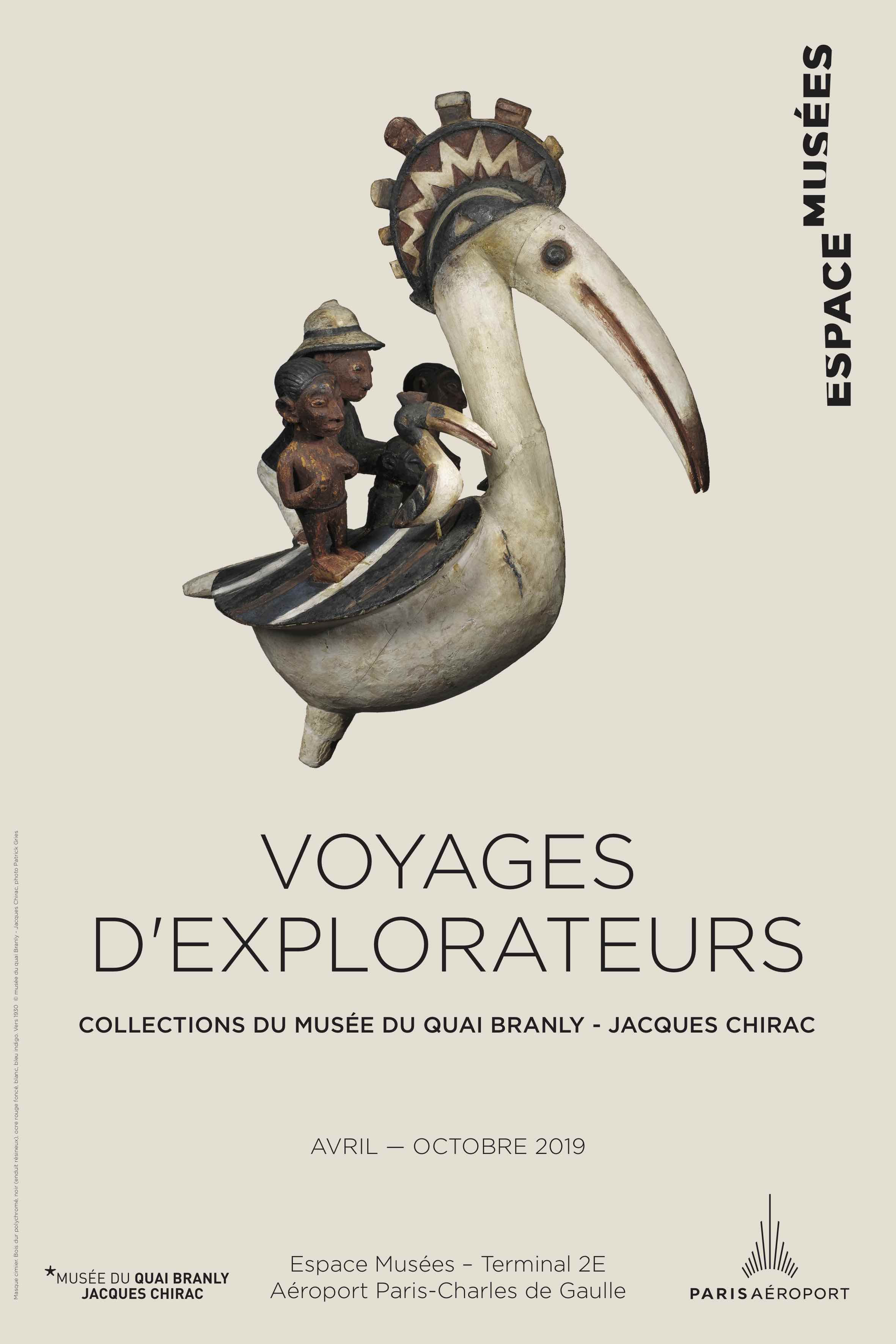 Avant de prendre l'avion, découvrez "Voyages d'explorateurs", l'exposition du Musée du Quai Branly, à l'espace Musée de l'aéroport CDG 2E, du 30 avril au 6 octobre 2019, à Paris (France)